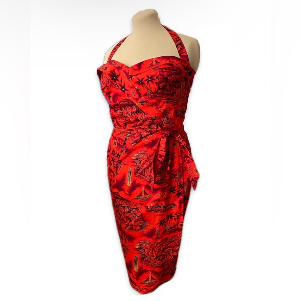 Tropical Red Halter Dress 🏝️